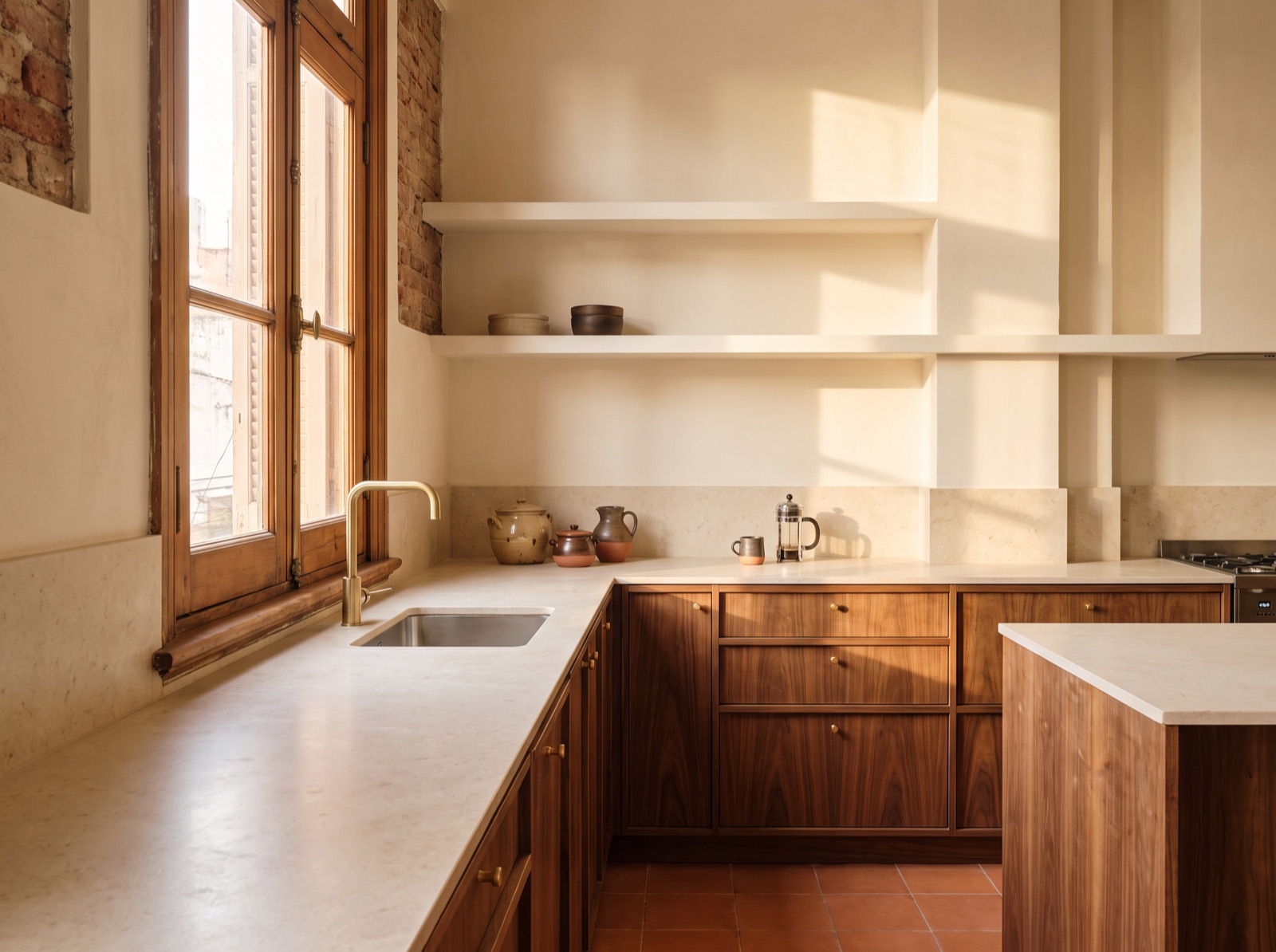 Cocina remodelada con luz natural lateral